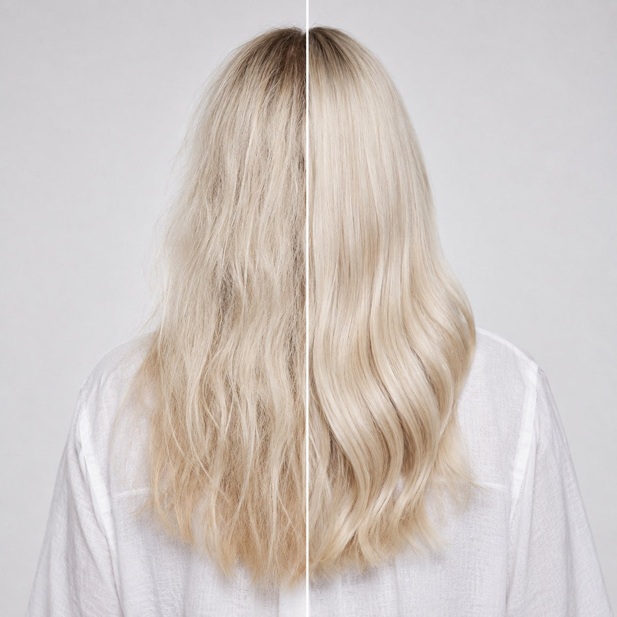 Blonde hair before and after CULISE, dry to smooth