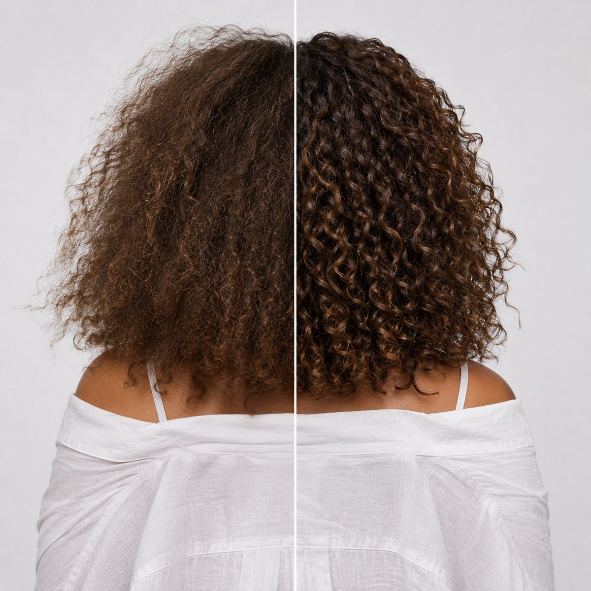 Curly hair before and after CULISE, frizzy to defined