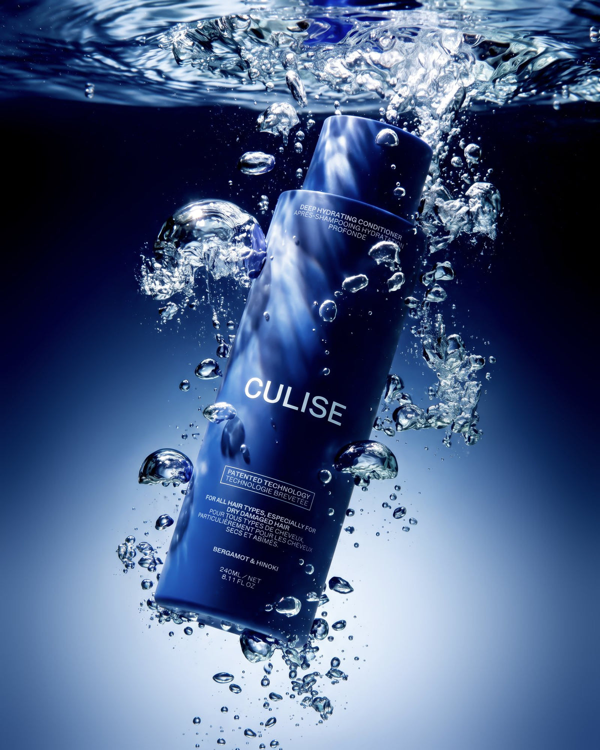CULISE conditioner under water with bubbles