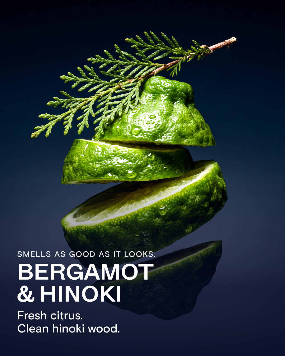 Bergamot and hinoki scent: fresh citrus and clean hinoki wood