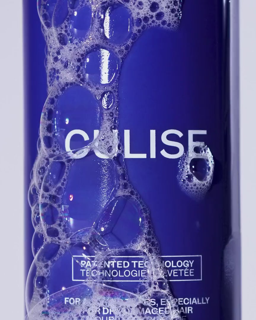 Foam rising on the CULISE Deep Hydrating Shampoo bottle